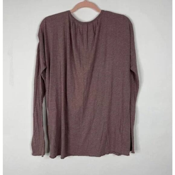 Aritzia Wilfred Mauve Pink Soft Long Sleeve Loose Fit Plunge Neckline Top Sz M - Picture 5 of 7